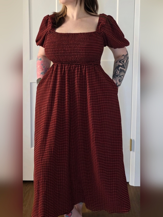 Disturbia Dresses & Skirts - Disturbia Carmine Check Midaxi Smock Dress Red Black UK 12